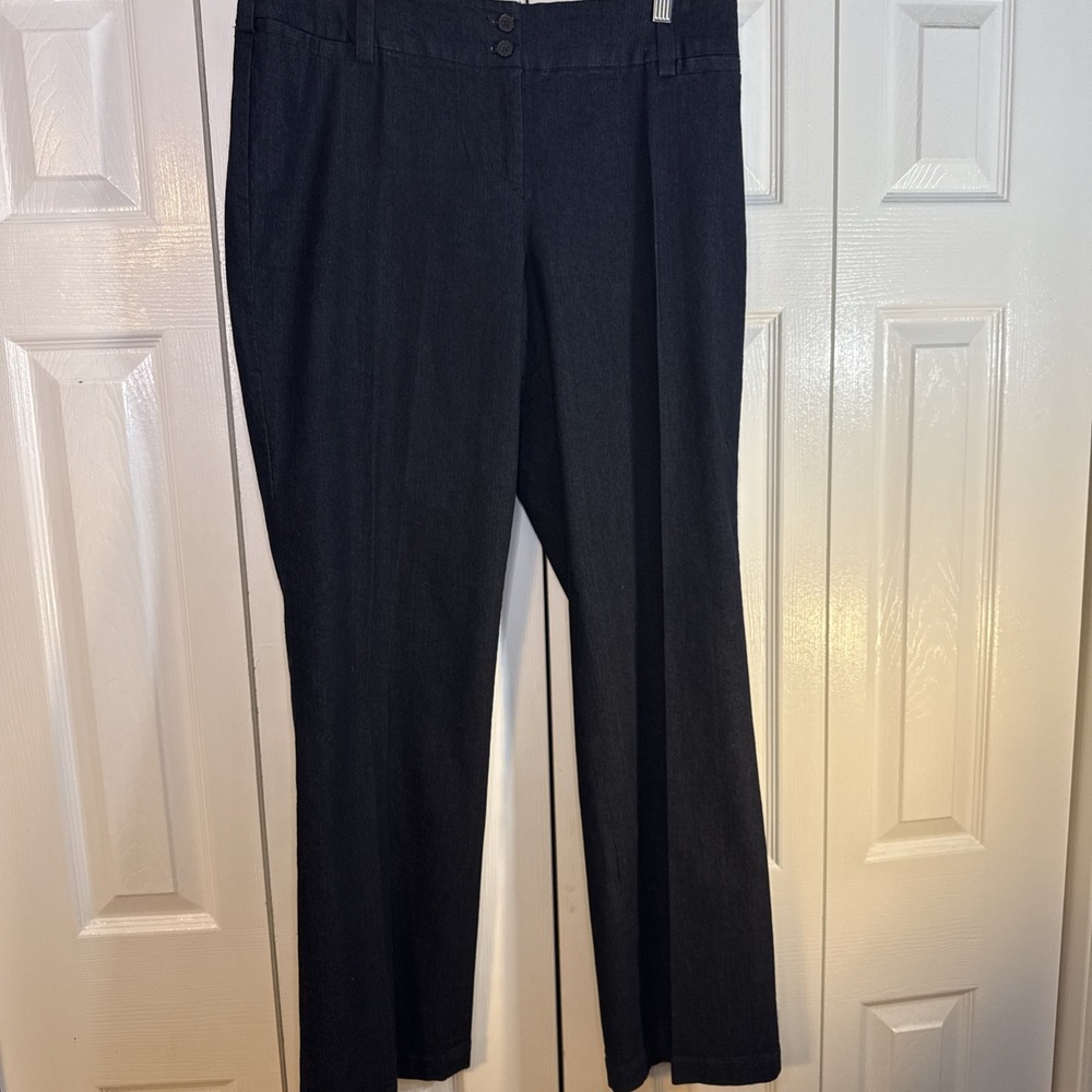 Focus 2000 Womens Denim Wide‎ Leg Career Pants Dark Blue Size 14 NWT